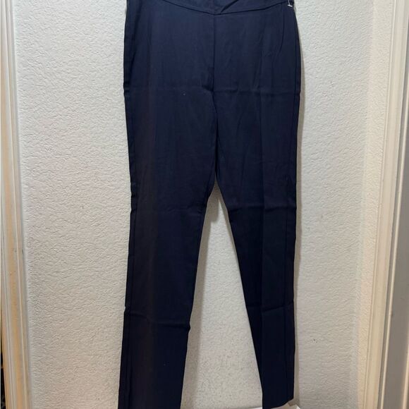 KRAZY LARRY pull on pant in navy blue Textured Ankle Pant Size 0 - Picture 5 of 9